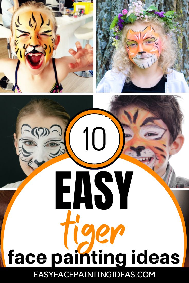 collage featuring four tiger face painting ideas